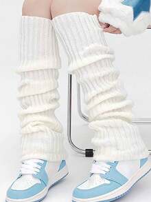 1 Pair Children Vertical Striped Leg Warmers, Casual Wear - White - View 4