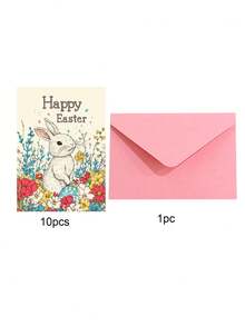 Bộ 10 thiệp chúc mừng Lễ Phục Sinh, nhiều hình dạng thỏ khác nhau, được thiết kế đẹp mắt, thích hợp làm thiệp mời dự tiệc, thiệp sinh nhật và quà tặng Lễ Phục Sinh (kèm phong bì). - Bộ - Xem 12