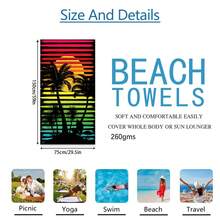 1条椰树日落条纹沙滩巾，超柔软超细纤维特大号沙滩毯，高吸水性浴巾，适合旅行、泳池、潜水、冲浪、瑜伽、露营，多种尺寸可选，沙滩用品浴室装饰 - 彩色 - 查看 14