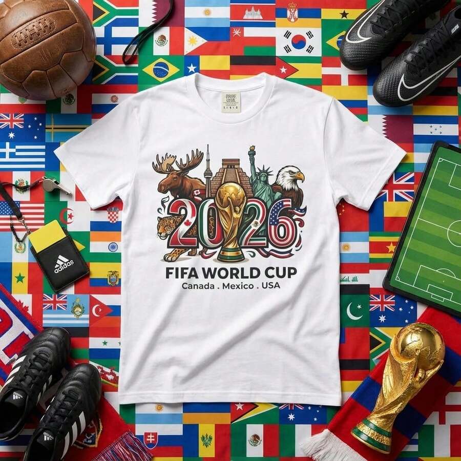 World Cup 2026 Shirt - USA Mexico Canada Host Cities Fan Apparel - 白色 - 查看 1
