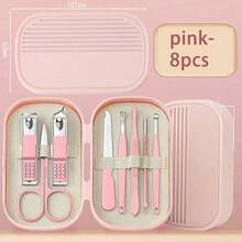 8/14 Piece Deluxe Manicure & Pedicure Set Stainless Steel Nail Scissors, Clippers, Ear Digging Spoon Gifts For Men & Women, Nail Cutter Trimmer With Travel Box, Christmas Gifts - Pink - View 12