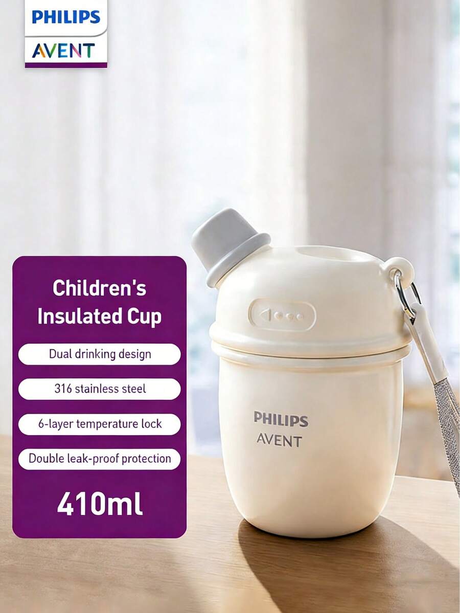 Philips Avent 316 Stainless Steel Straw Cup, Leak Proof Vacuum Sippy Cups For Toddlers, 14Oz