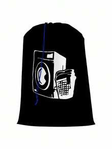 1pc Heavy Duty Laundry Bag | Reusable Toy & Clothing Storage, Compact, Black, Laundry Basket, Wash Bag