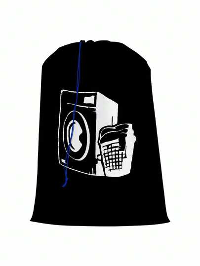 1 st kraftig tvättpåse | Återanvändbar förvaring av leksaker och kläder, kompakt, svart, tvättkorg, tvättpåse