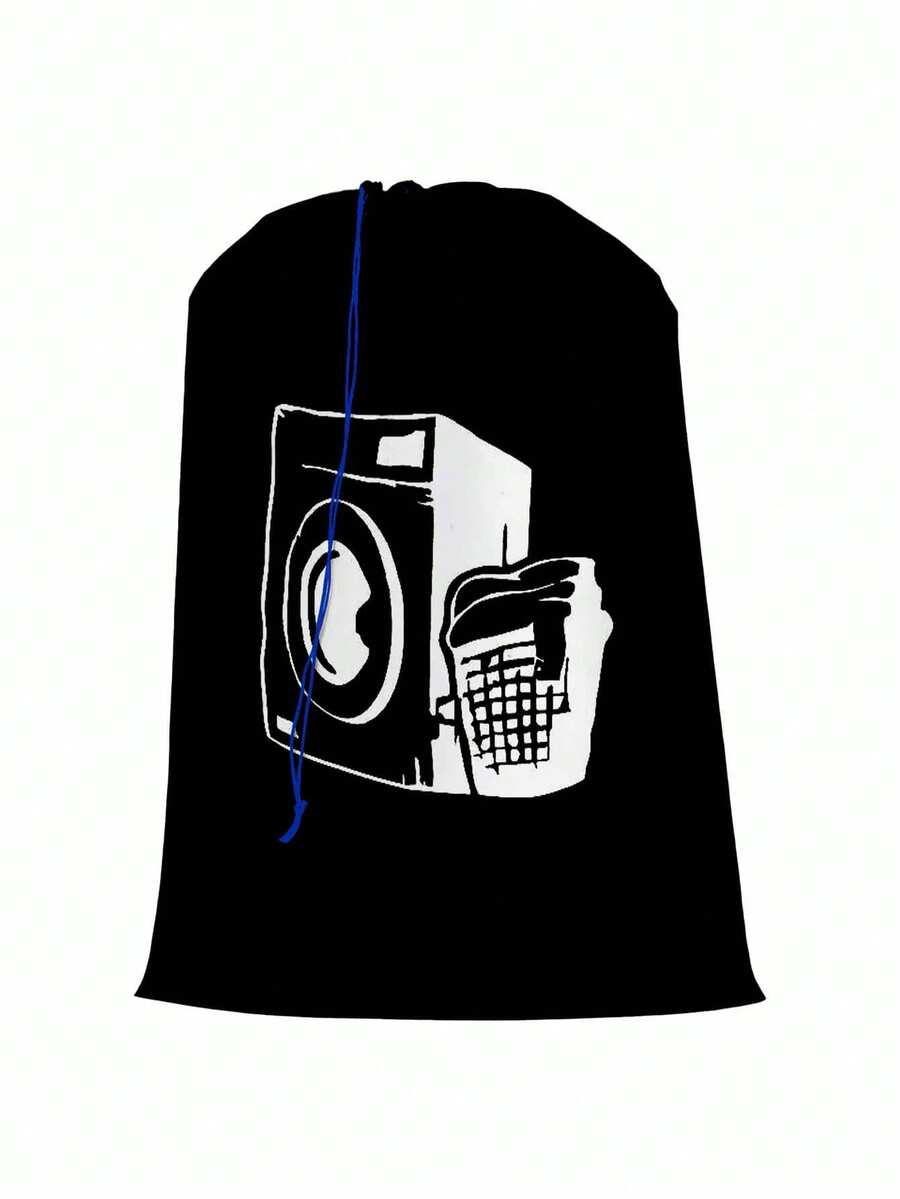 1pc Heavy Duty Laundry Bag | Reusable Toy & Clothing Storage, Compact, Black, Laundry Basket, Wash Bag