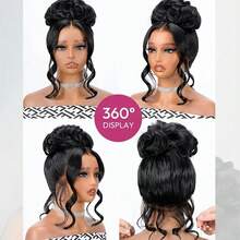 250 Density 360 Lace Front Wigs Human Hair Invisi Strap Body Wave 13x4 13x6 HD Lace Front Wigs Human Hair Pre Plucked Drawstring Wig Human Hair 5x5 6x4 Wear And Go Glueless Human Hair Wigs For Women Brazilian Lace Frontal Wigs Natural Color Unisex Wigs For Women , All Ethnicities, Stylish Hair Replacement | Elegant Updo Wig | Natural Look Wig For Daily Casual, Party Date Decoration Perfect Wig Accessories And Can Also Be Given As A Gift To Family And Friends - Natural Black - 查看 10
