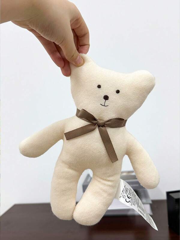 25cm/9.84in Beige Teddy Bear Plush Doll, Cute Bow Tie Stuffed Animal, Soft Cuddly Plush Doll Suitable For Babies And Kids, Perfect Gift For Baby Shower, Birthday, Christmas, Adorable Nursery Home Decor