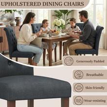 Dining Room Chair Set Of 2, Kitchen Chair, Living Room Chair, Upholstered Chairs With Solid Wood Legs - Dark Grey - View 6