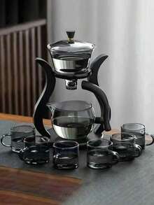 1 Teapot & 6 Magnetic Cups Premium Glass Tea Set With Semi-Automatic Magnetic Water-Filling Teapot, Elegant Gift Box Included - Multicolor - View 11