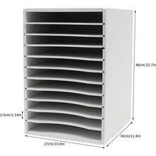 Vertikaler Desktop-Sortierer, stapelbarer Schreibtischorganizer, 11-Fach-Desktop-Dateisortierer, Schreibtischorganizer mit Briefschubladenhalter, Dokumentenspeicherregal für Home Office und Schule (weiß) - Weiss - Übersicht 7