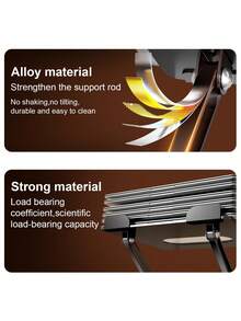 Soporte para portátil Acer AMS022, elevador de ordenador de metal, ajustable en altura, ergonómico, plegable y portátil, con silicona antideslizante, estructura estable y disipación eficiente del calor - Negro - Ver 3