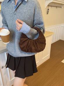Cloud Pleated Bag, Niche Design, New Arrival, High-Quality, Fashion Minimalist, Versatile Handbag For Commuting - Coffee - View 6