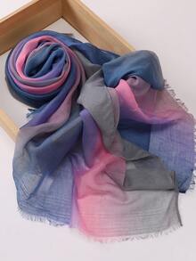 Spring/Summer Modest Tie Dye Tie-Dye Floral Print Soft Breathable Headscarf - Multicolor - View 10