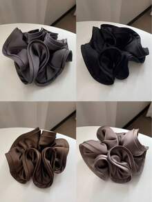 1pc/3pcs Elegant Satin Scrunchie With Frill Trim, Soft & Stretchy Hair Tie For Bun, Ponytail, Everyday Use Elastic Band - Multicolor - View 6