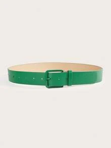 1pc Women's Vintage Gold Square Buckle Rivet Belt, Suitable For Dresses And Coats - Green - View 2