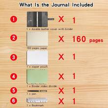 Leather Journal Refillable Notebook Spiral Diary Binder Portfolio - A5 Dotted Paper & Inner Pockets For Travel Work And Personal Organizer (Brown, A5) - 棕色 - 查看 5