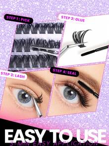 800pcs False Eyelashes Set, (30D+40D+50D+60D+80D+100D), Large Capacity Mixed Pack, 8mm-16mm DIY Eyelash Extension Kit, Single Lash Cluster Set, D-Curl Eyelash Extension Set, Accessories Include Glue, Sealer And Eyelash Extension Tools, Essential False Eyelashes Set For Women's Makeup, Create Glamorous Look, Suitable For Daily Use, Travel, Beginner, Wedding, Date, Party, Holiday And Other Occasions, Also Great Gift For Christmas/Halloween/Back To School Season. - 紫色 - 查看 9