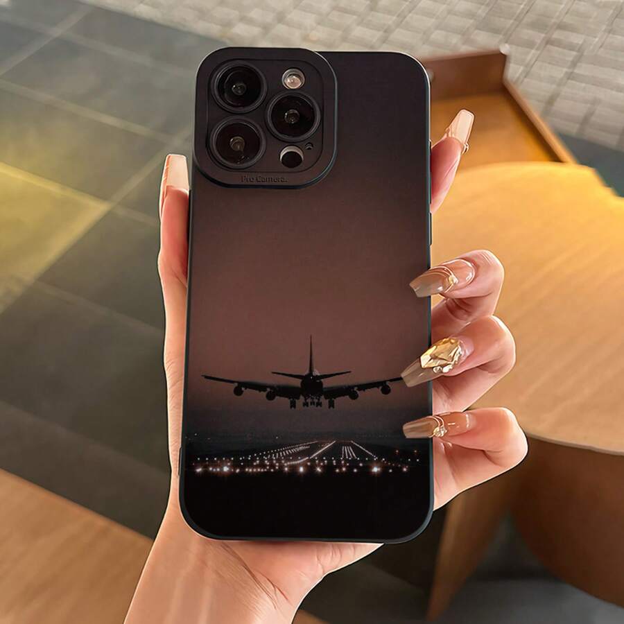 Phone: Twilight Runway Landing Plane Pattern Black Matte Eyes Phone. Adopting Precise Cutout Design To Fully Protect Phone. Suitable 17/16/15/14/13/12/11/X PLUS PROMAX 17promax/15promax - 粉色 - 查看 1
