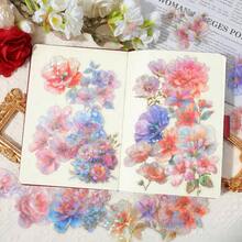 Sparkly Flower Stickers, 60 Pcs Waterproof Botanical Floral Journaling Sticker PET Floral Stickers Scrapbooking Supplies Journal Planners Art Crafts Photo Album Decor - 豐富多彩的 - 查看 5