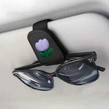 1 Tulip Flower Car Visor Glasses Clip, Fashion Sunglasses Magnetic Clip Bracket, Female Car Accessories Car Accessories-Holiday Gifts.