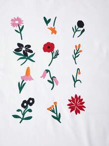 夏季少女休闲度假印花白色圆领T恤和简约白色长裙两件套 - 白色 - 查看 7