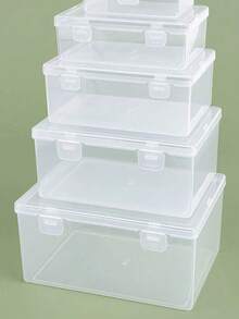 1pc Rectangular Transparent Plastic Fishing Tackle Storage Box, Jewelry Accessories Tool Organizer Box (With Flip Cover), For Electronic Components, Hardware, Toy Parts, Etc. , Makeup Room Decor - Clear - View 2
