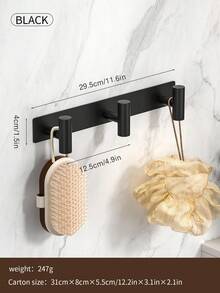 1个浴室毛巾架，T型粘性墙钩，适用于毛巾和浴袍——强力吸附，易于安装在厨房、淋浴房、衣柜、洗衣区的瓷砖、玻璃或木质表面上；节省空间的浴室收纳架，快速拆卸，经久耐用，是小型公寓、酒店、宿舍和玄关的理想之选；春季焕新家居收纳方案 - 彩色 - 查看 17