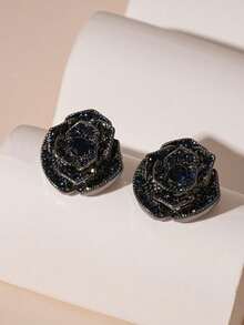 Rose Shaped Metal Earrings, Delicate Craftsmanship, Suitable For Daily Wear, Commute, Party, Outing, Earrings - Picture Color - View 4