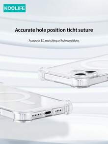 Koolife 四角防摔磁吸透明 TPU+PC 防震保护壳，带电镀独立按键，兼容 Apple 17 Pro Max/17/17 Pro/17 Air/16/16 Pro/16 Plus/16 Pro Max/11/12/12 Pro/12 Pro Max/13/13 Pro/13 Pro Max/14/14 Plus/14 Pro/14 Pro Max/15/15 Pro/15 Plus/15 Pro Max - 透明+金邊水晶防塵塞 - 查看 9