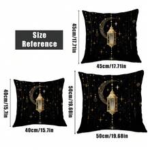 MEMNUN 4pcs Ramadan Kareem Cushion Covers With Crescent Moon And Star Print Pattern, Soft Plush Fabric, Decorative Pillow Covers For Home, Bedroom, Gift (Without Pillow Insert), 17.7*17.7in/19.69*19.69in/15.75*15.75in - Multicolor - View 3