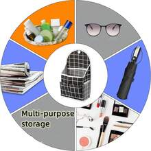 1个壁挂式多口袋收纳袋，无需钻孔。包含收纳篮和隔板，可存放文件、杂志和邮件。防水。适用于厨房、卧室、浴室、学校和办公室。（黑格+白格）