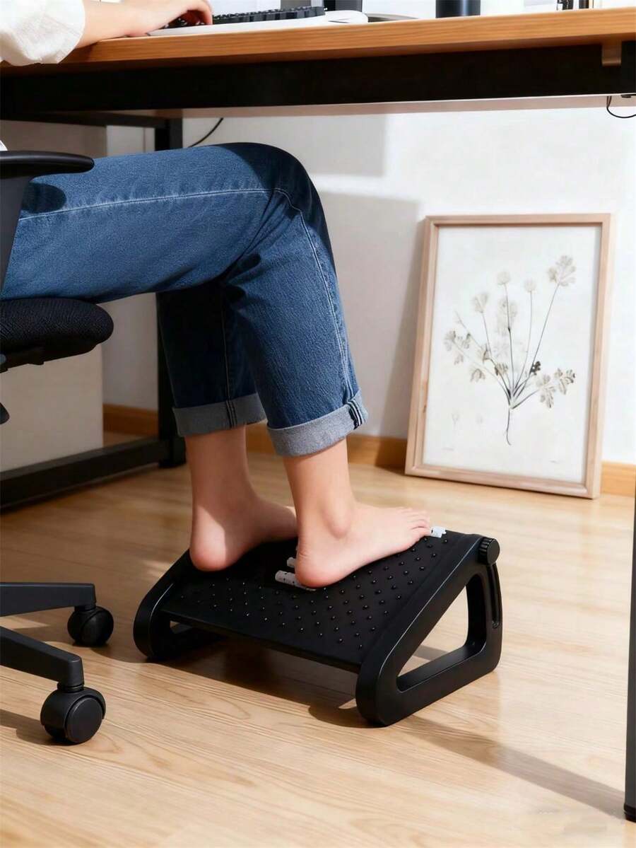 1个按摩功能脚凳，高度可调节，摇摆设计，符合人体工学，适用于办公桌，可缓解压力和疲劳，适合办公室、书房、客厅使用，是感恩节、情人节送给领导、朋友和家人的绝佳礼物。