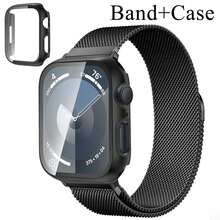 Magnetic Band And Case Compatible With Apple Watch Band 40mm 41mm 42mm 44mm 45mm 46mm 49mm Women/Men, Stainless Steel Milanese Loop Strap, Full Protective Cover Compatible With IWatch Series Ultra SE 11/10/9/8/7/6/5/4/3/2/1