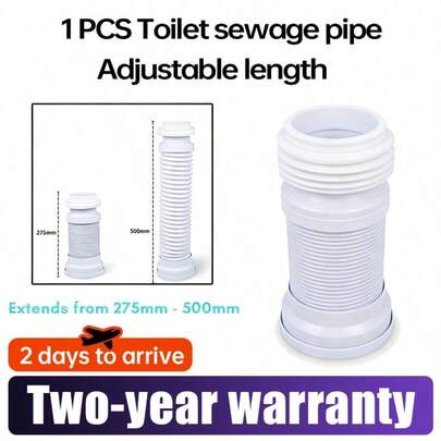 Universal Toilet Waste Pipe Connector For Back To Wall Toilet | Adjustable Flexible Pipe 275mm-500mm | Leak-Proof Toilet Pan Connector For Easy Installation | Durable Pipe Connector For Toilet Pan Systems