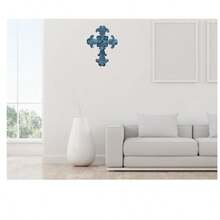Castleore Easy Wall Hanging Home Decor Religious Christian Crosses For Wall Best For Home Office And As Gift Size L 10.2 W 7.6 Blue Antique - 如圖 - 查看 7