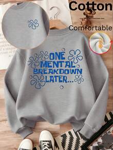 SpongeBob SquarePants 2026 New Arrivals! Full of Relaxed Comfort! Printed Sweatshirts: A Microcosm of the Contemporary Youth's Spirit! Playful text on the back, paired with small floral elements, self-deprecating yet cute. atterth and fortable the punions atterh. small flower on the chest is a clever little surprise. Spring/Summer women's wear, Easter, Carnival, Valentine's Day, unisex sweatshirts, women's sweatshirts, men's sweatshirts, sweats srs. - 灰色 - 查看 1