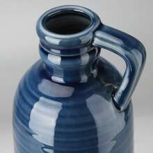 12.5" Blue Ceramic Vase For Home Decor Large Decorative Vase Boho Pottery Bud Vase For Flowers Rustic Farmhouse Tall Single Flower Vase For Centerpieces Pampas Grass - 藍色 - 查看 5