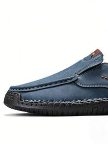 Salkin 时尚设计师手工男士乐福鞋，休闲一脚蹬，适合驾车穿着，价格亲民，品牌感十足，轻便柔软舒适，纯色普鲁士蓝鞋，防滑耐磨橡胶鞋底，平底鞋，男士真皮鞋，户外穿着，日常百搭，适合步行。春、夏、秋季均有穿着，尺码偏小，建议选择大一码。 - 藍色 - 查看 6