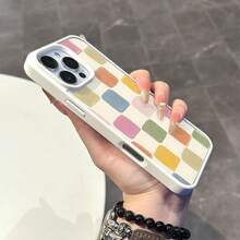 Chic Magnetic Case For IPhone11/12/13/14/15/16/Promax Colorful Square Pattern MagSafe Ready, Anti-Slip, Ultra Thin |   Aesthetic Touch For Daily Use KAWE - 灰色 - 查看 9