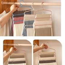 5-Tier Space Saving Pants Hanger - Non-Slip, Multi-Purpose Closet Organizer For Ties, Belts And Scarves - 1pc