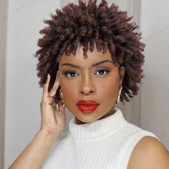 Peluca de rastas cortas, peluca afro rizada y trenzada corta para mujeres, peluca sintética de rastas falsas con trenzas ombré de 6 pulgadas