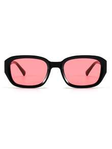 1pc Women's Fashion Eyeglasses Frame, Street Style Accessory For Party - Glossy Black Frame/red - View 3