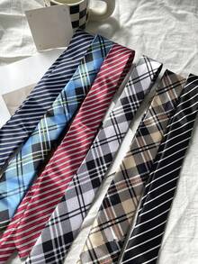 1pc Vintage Striped Waist Belt For Women, Japanese Style, British School Uniform Inspired Striped Knit Tie, Party Costume Accessory, Shirt Decoration, Birthday Surprise, Christmas Gift For Family And Friends, Valentine's Day Gift, Shiny Belt, Summer Outfit Accessory, Dance Prop - Multicolor - View 3