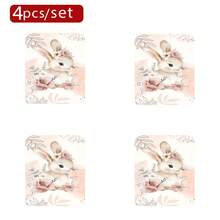 1件/4件/6件/10件装复活节系列米色兔子，头戴花朵头饰，周围环绕着粉色和白色花卉图案的短绒可拆卸椅套，适合所有季节，可用于餐厅、客厅、办公室、酒店的节日装饰。 - 彩色 - 查看 15