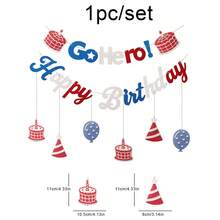 Kids Boys' Blue, White, Red, Yellow Superhero Series Birthday Party Decorations Pull Flag Backdrop Wall Banner - Multicolor - View 3