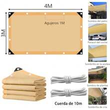 CYPNMalla Sombra 4x3m para ExterioresTranspirable y Engrosado Lonas para Exteriores con Protección UV para Patio Jardín terraza cocheras Piscina y Actividades al Aire LibreFashion - Beis - Ver 6