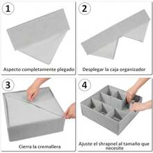 CYPN2 Piezas Organizador de Cajones para Ropa Interior Calcetines Brasier Organizador de Armario con Metralla Redimensionable GrisFadhion - 219706252 - Ver 5