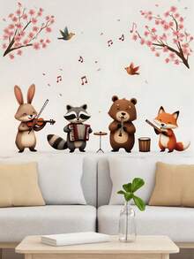 Fun Animal & Bird Wall Decals - DIY Cartoon Monkey, Giraffe, Lion Murals - Contemporary PVC Home Decor Stickers For Living Room - Multicolor - View 5