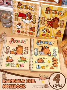 4本A5横线笔记本，水豚可爱便签本，60页厚纸螺旋装订，学习笔记，简约可爱作文簿，学生文具 - 彩色 - 查看 11