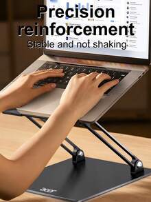 Soporte para portátil Acer AMS022, elevador de ordenador de metal, ajustable en altura, ergonómico, plegable y portátil, con silicona antideslizante, estructura estable y disipación eficiente del calor - Negro - Ver 9